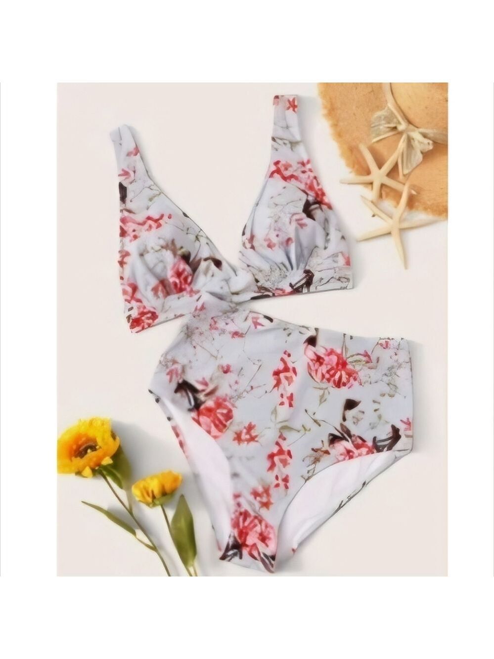 #0931 - Light Blue Floral Bikini Set - Picture 2 of 5